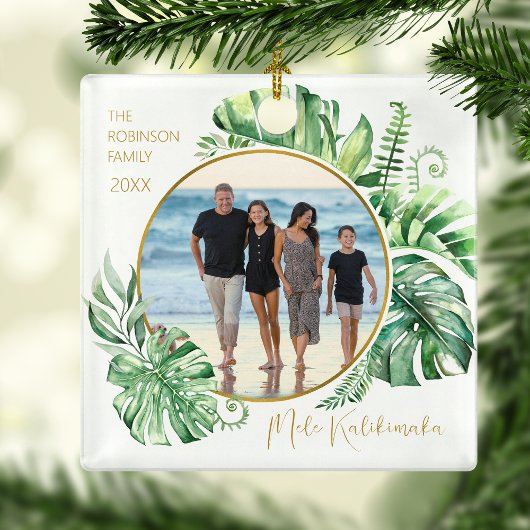 Tropische kerstboom op Hawaiian Mele Kalikimaka Keramisch Ornament