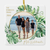 Tropische kerstboom op Hawaiian Mele Kalikimaka Keramisch Ornament (Voorkant)