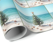 Tropische kerstboom op het strand cadeaupapier (Rol Hoek)