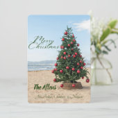 Tropische Kerstboom op het Strand | Kerstkaart voo (Staand voorkant)