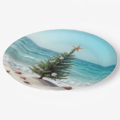 Tropische kerstboom op het strand papieren bordje (Gekanteld)
