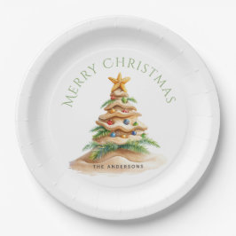 Tropische kerstboom papieren bordje