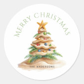 Tropische kerstboom ronde sticker (Voorkant)