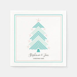 Tropische kerstboom roze zeesterren feest servet