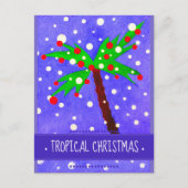 Tropische kerstboom sneeuw stippen Prettig Kerstfe Feestdagenkaart (Voorkant)