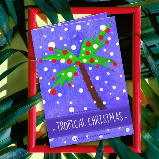 Tropische Kerstboom sneeuw stippen Prettig Kerstfe Kaart