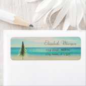 Tropische,kerstboom,strand Etiket (Insitu)