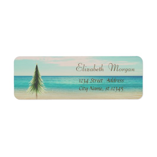 Tropische,kerstboom,strand Etiket (Voorkant)