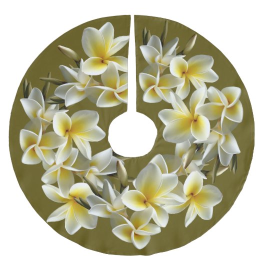 Tropische kerstboomrok aan de rand van de Plumeria Kerstboom Rok (Voorkant)