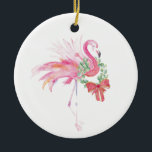 Tropische kerstboomversiering Roze flamingo Keramisch Ornament<br><div class="desc">Een perfect pinkmas decor cadeau voor de flamingo liefhebber in je leven,  dit elegante acryl kerst ornament beschikt over een replica van mijn originele roze flamingo kunst. Perfecte decoraties voor uw tropische kerstboom. Ga voor meer kerstdecor van Florida van Victoria Grigaliunas naar www.zazzle.com/dotellabelle</div>