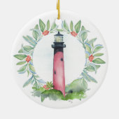 Tropische kerstboomvuurtoren keramisch ornament (Achterkant)