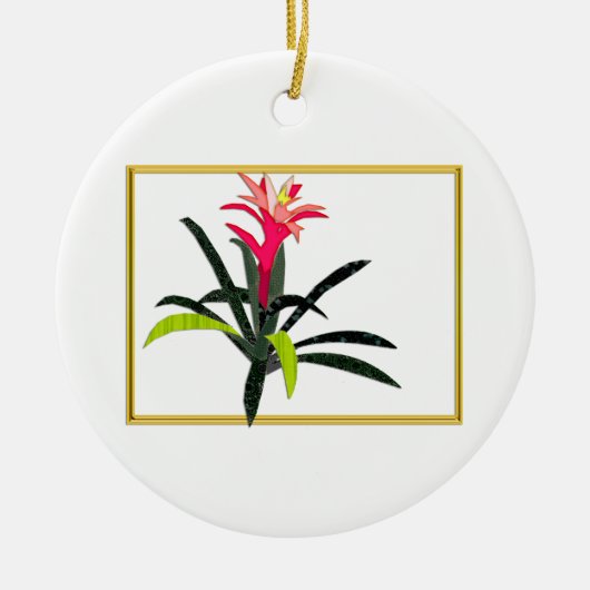 Tropische kerstbromeliad keramisch ornament (Voorkant)