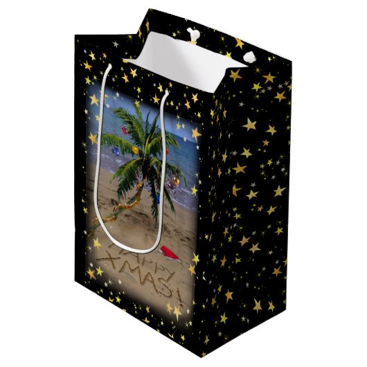 Tropische kerstcadeau medium cadeauzakje (Voorkant Gekanteld)