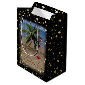 Tropische kerstcadeau medium cadeauzakje (Achterkant Gekanteld)