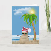 tropische kerstdagen, man en palmboom kaart (Voorkant)