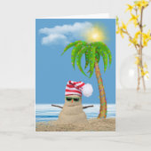 tropische kerstdagen, man en palmboom kaart (Gele Bloem)