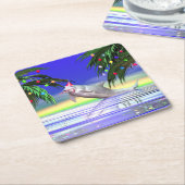 Tropische kerstdolfijn kartonnen onderzetters (Schuin)