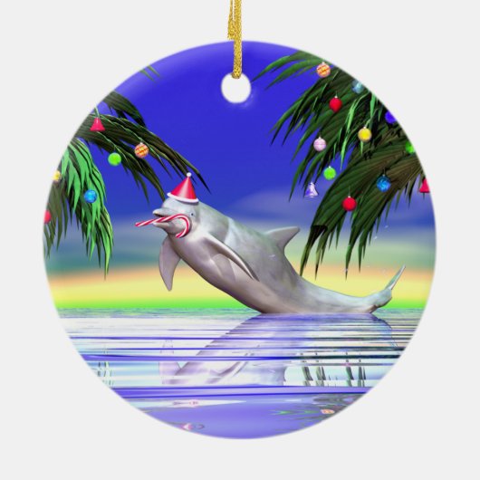 Tropische kerstdolfijn keramisch ornament (Achterkant)