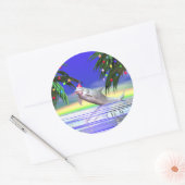 Tropische kerstdolfijn ronde sticker (Envelop)