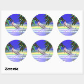 Tropische kerstdolfijn ronde sticker (Vel)