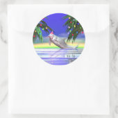 Tropische kerstdolfijn ronde sticker (Tas)