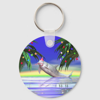 Tropische kerstdolfijn sleutelhanger