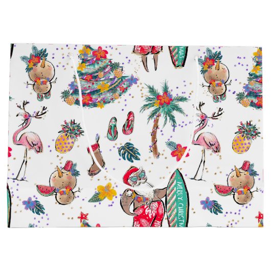 Tropische kerstfeestdag cadeautas (Achterkant)