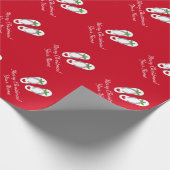 Tropische kerstfeestdag holly leaf teenslippers cadeaupapier (Hoek)