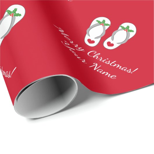 Tropische kerstfeestdag holly leaf teenslippers cadeaupapier (Rol Hoek)