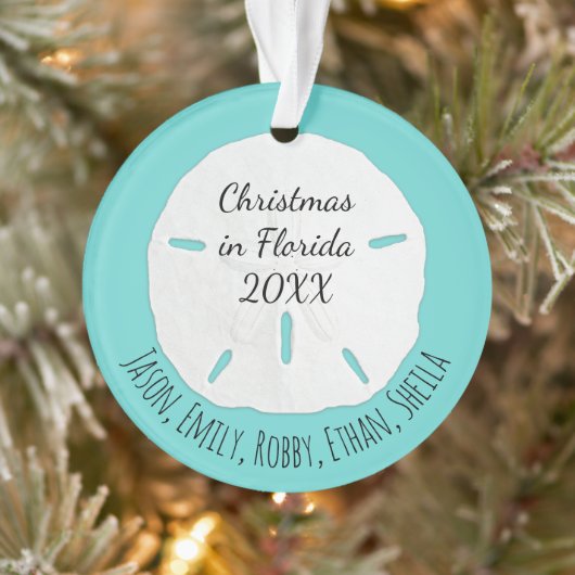 Tropische kerstfeestdag voor Seafoam Sand Dollar Ornament (Boom)