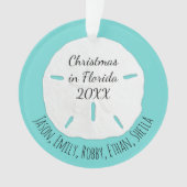 Tropische kerstfeestdag voor Seafoam Sand Dollar Ornament (voorkant)