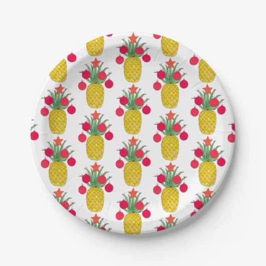 Tropische kerstFeestdagen ananas Papieren Bordje (Voorkant)