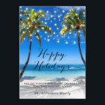 Tropische kerstfeestkaart voor kustdieren feestdagenkaart<br><div class="desc">Tropische Kaart voor kerstvakantie met strand - Stuur dit vakantieseizoen een beetje paradijs naar je familie en vrienden. De kerstkaart biedt een prachtige, tropische strandscène met gloeiende snaarlichten en modern script dat "Prettige feestdagen" en "MAY THE WARMTH AND JOY OF THE HOLIDAY SEASON BE with You ALTIJD leest, en is...</div>