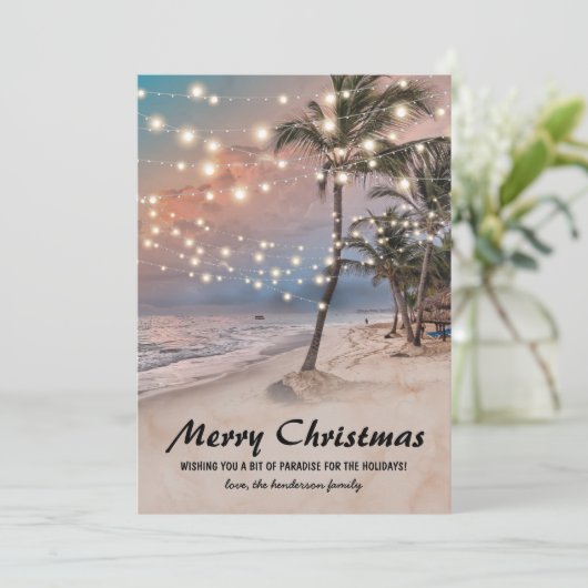 Tropische kerstfeestkaart voor kustdieren feestdagenkaart (Staand voorkant)