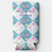 Tropische Kerstflamingo's Seltzer Blikjeskoeler (Achterkant)
