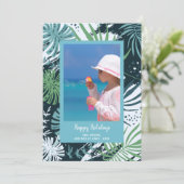 Tropische kerstfoto feestdagenkaart (Staand voorkant)
