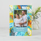 Tropische kerstfoto met bladeren feestdagenkaart (Staand voorkant)