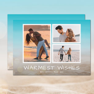 Tropische kerstfoto met kerstmis feestdagenkaart