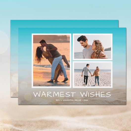 Tropische kerstfoto met kerstmis feestdagenkaart