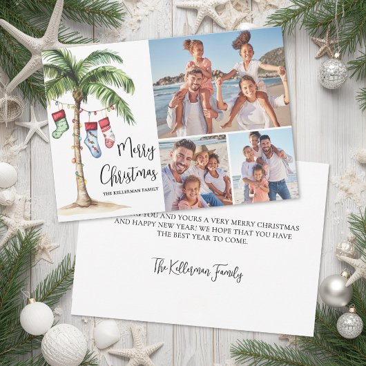 Tropische Kerstfoto op het Strand Feestdagenkaart