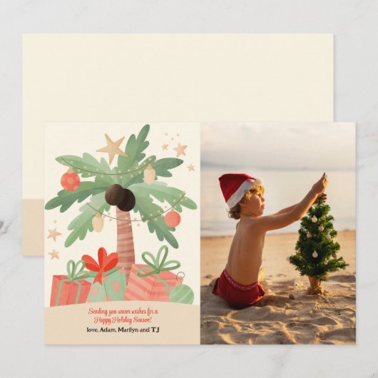 Tropische kerstfotofeestkaart feestdagenkaart (Voorkant / Achterkant)