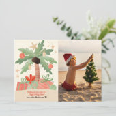 Tropische kerstfotofeestkaart feestdagenkaart (Staand voorkant)
