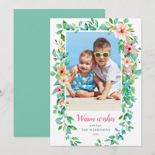 Tropische kerstfotokaart feestdagenkaart