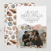 Tropische kerstfoto's met warme zeeen en begroetin feestdagenkaart (Voorkant / Achterkant)