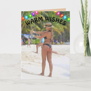 TROPISCHE KERSTKAART GROOTE BILLEN BIKINI MEISJE K KAART