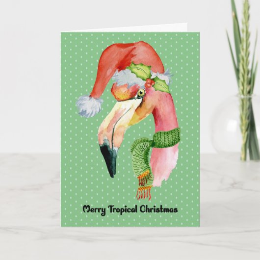 Tropische kerstKaart met Flamingo Kaart (Voorkant)