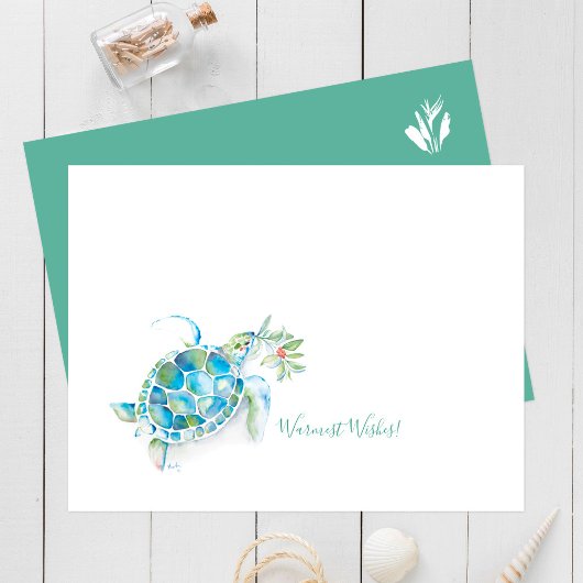 Tropische kerstKaarten Waterverf Zee schildpad Briefkaart