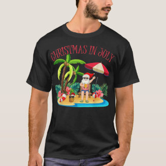 Tropische kerstkerst met Hawaiian tijdens de zomer T-shirt