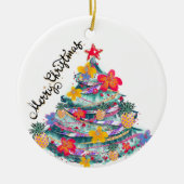 Tropische kerstkerstboom, T-Shirt naar Keramisch Ornament (Voorkant)