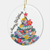 Tropische kerstkerstboom, T-Shirt naar Keramisch Ornament (Links)